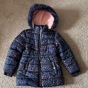 Star Patterned Hooded Puffer Jacket